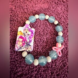 Kids K Pop Glitter Bead Bracelet with Butterfly Charm